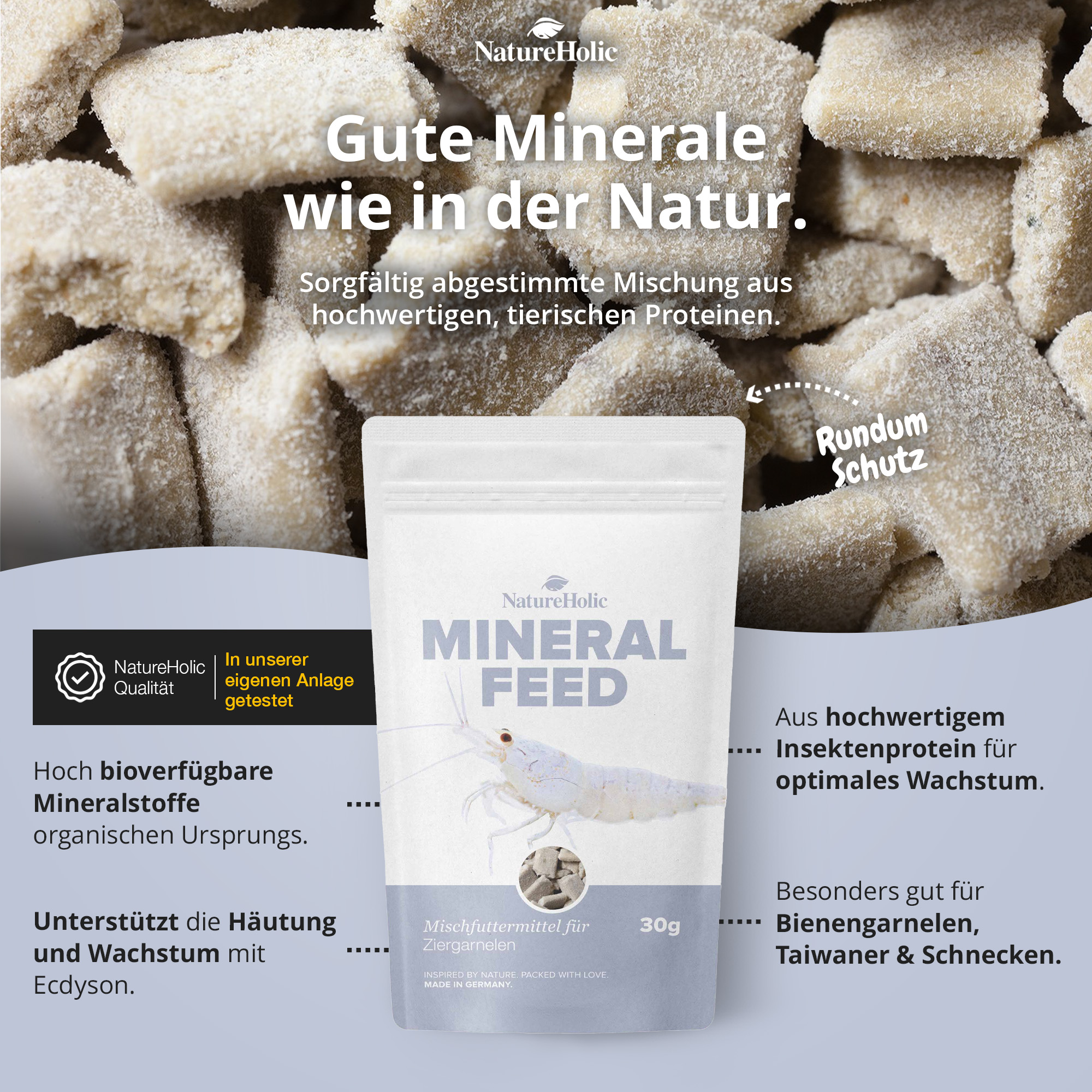 Beutel NatureHolic Mineral Feed 30g für Ziergarnelen